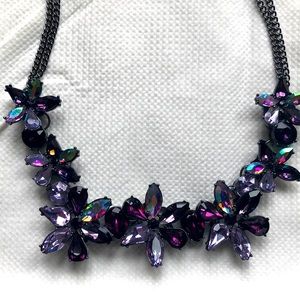 Purple & lavender stone double strand pewter necklace & earrings!!